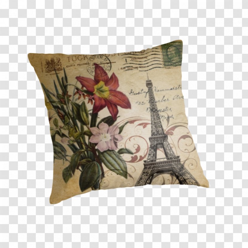 Eiffel Tower Throw Pillows Cushion - Lily Vintage Transparent PNG