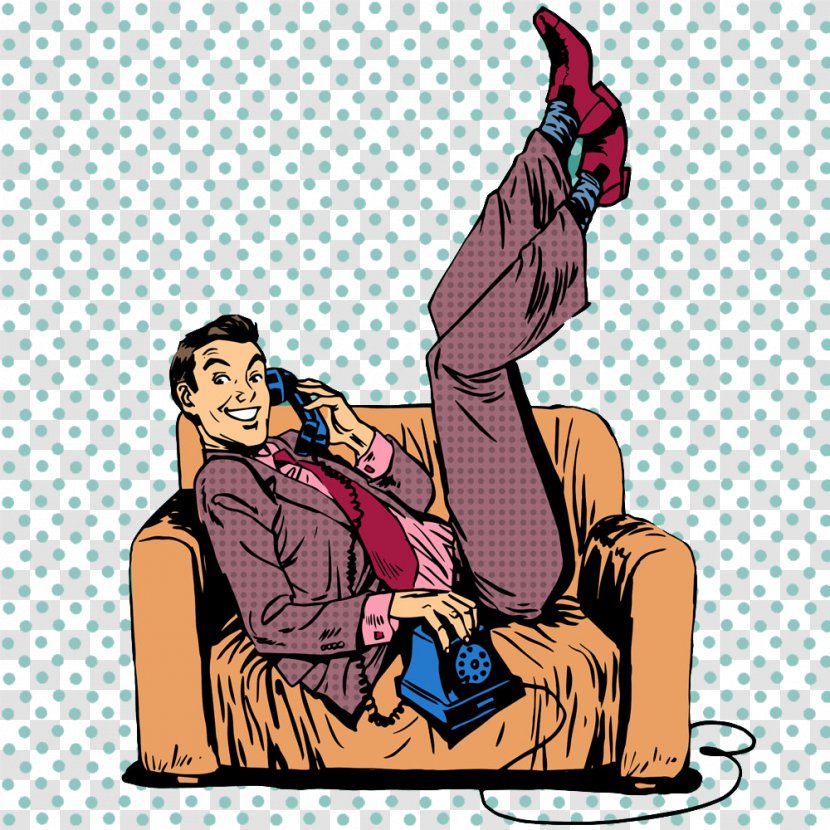 Royalty-free Pop Art Illustration - Royaltyfree - Business Man Sitting On The Couch Transparent PNG