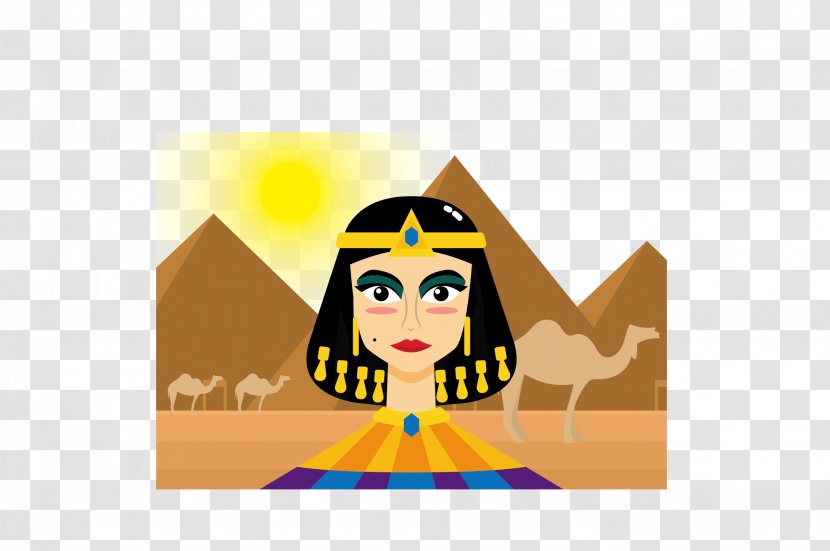 Cleopatra Ancient Egypt Illustration - Vector Pyramid Desert Transparent PNG