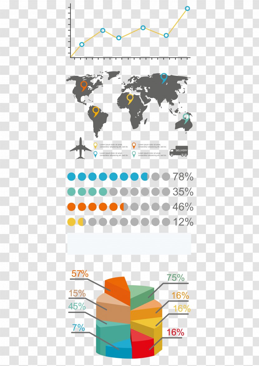 Infographic World Map Chart - Area - Market Survey Transparent PNG