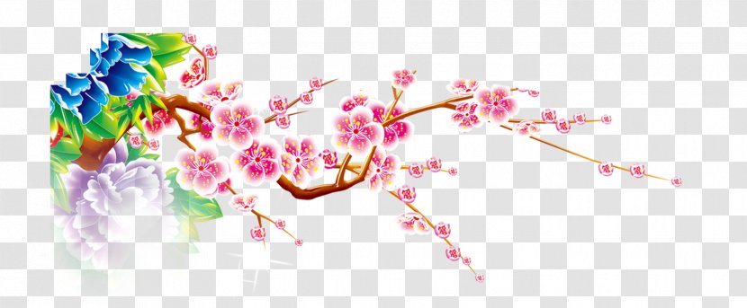 Plum Blossom Red Graphic Design - Flat - Flower Transparent PNG