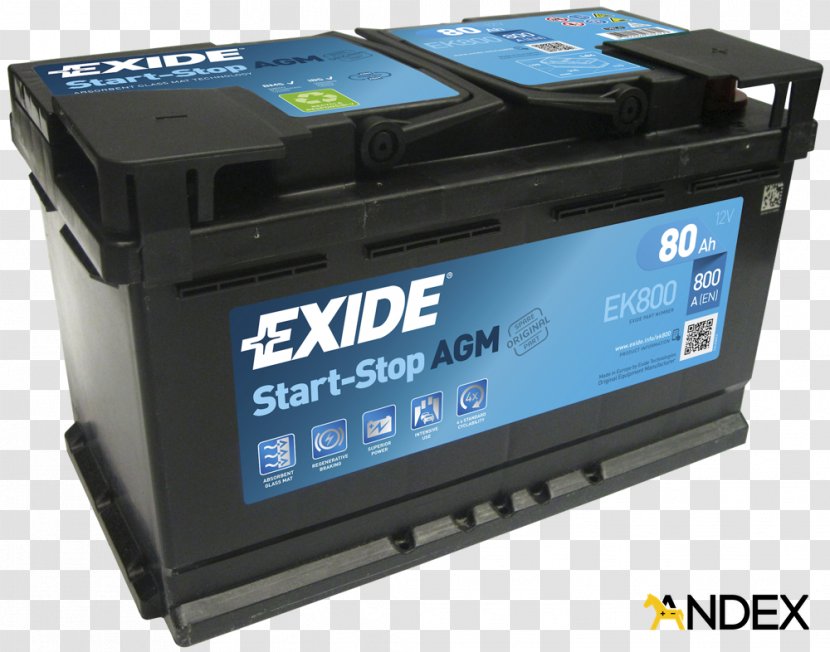 Car Automotive Battery Exide Technologies AS VRLA - Ampere Hour Transparent PNG