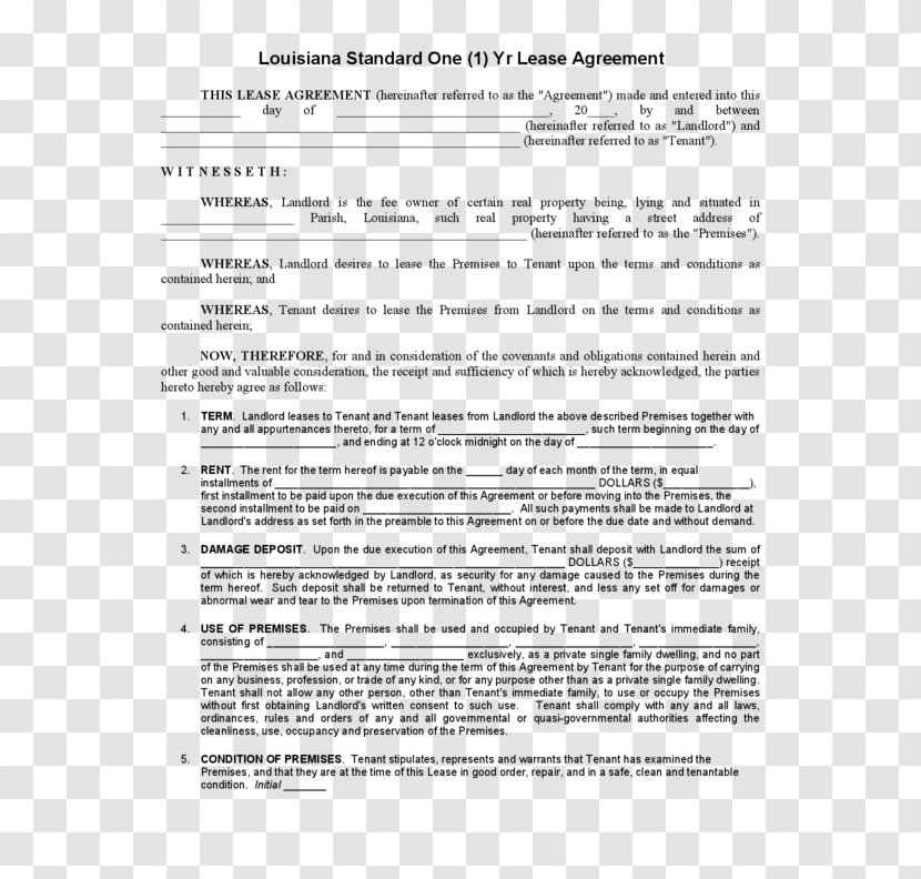 Rental Agreement Document Lease Renting Contract - Text - House Transparent PNG