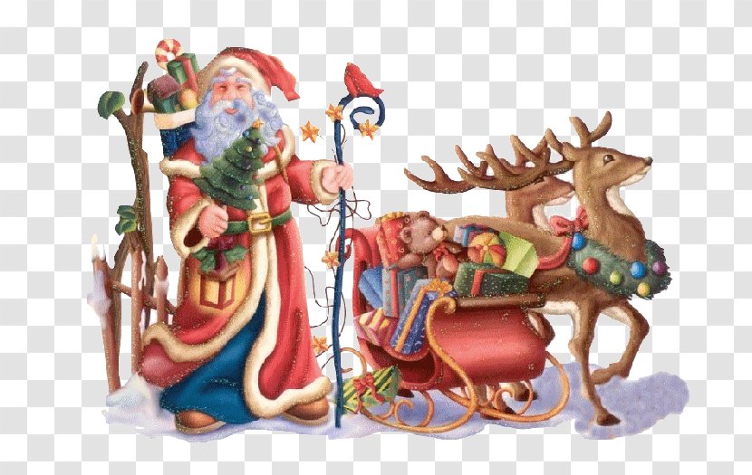 Santa Claus Christmas Day New Year Saint Nicholas Desktop Wallpaper - Deer Transparent PNG