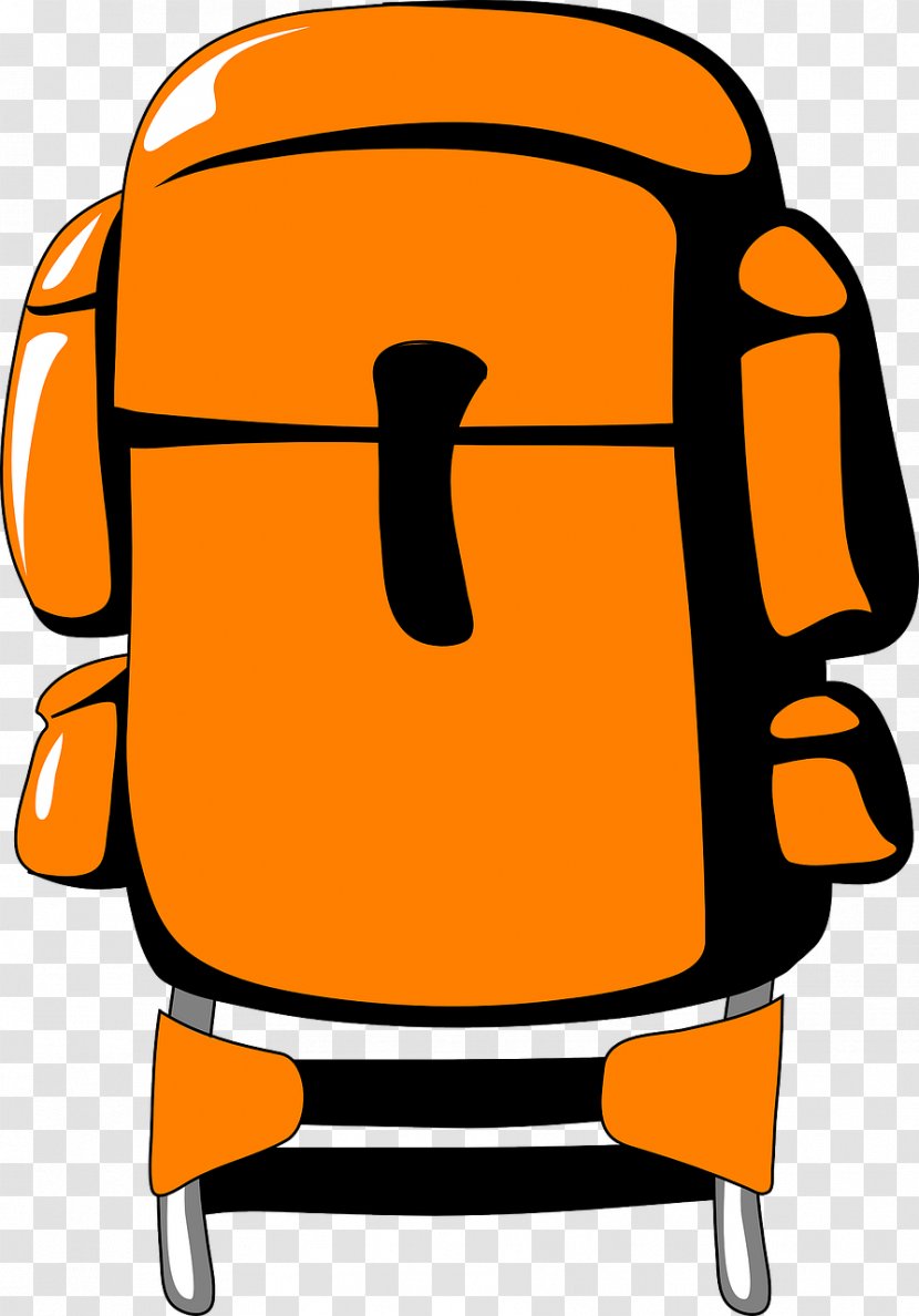 Backpacking Hiking Clip Art - Public Domain - Orange Backpack Transparent PNG