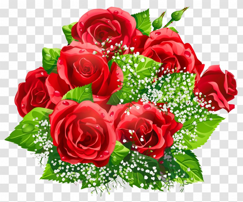 Flower Bouquet Rose Clip Art - Petal - Beautiful Red Roses Decor Clipart Transparent PNG