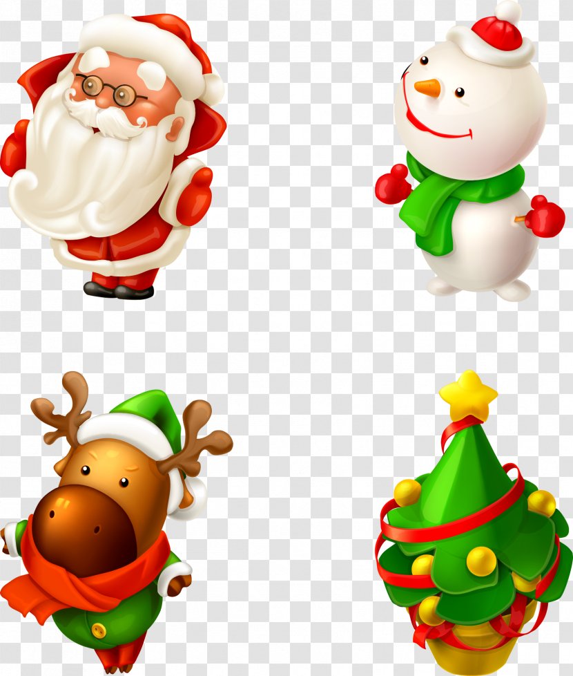 Santa Claus Christmas Snowman Icon - Decoration - And Tree Transparent PNG
