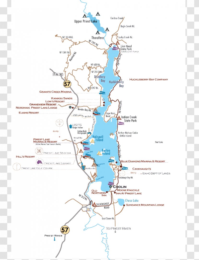 Priest Lake Coeur D'Alene Map River - Organism Transparent PNG