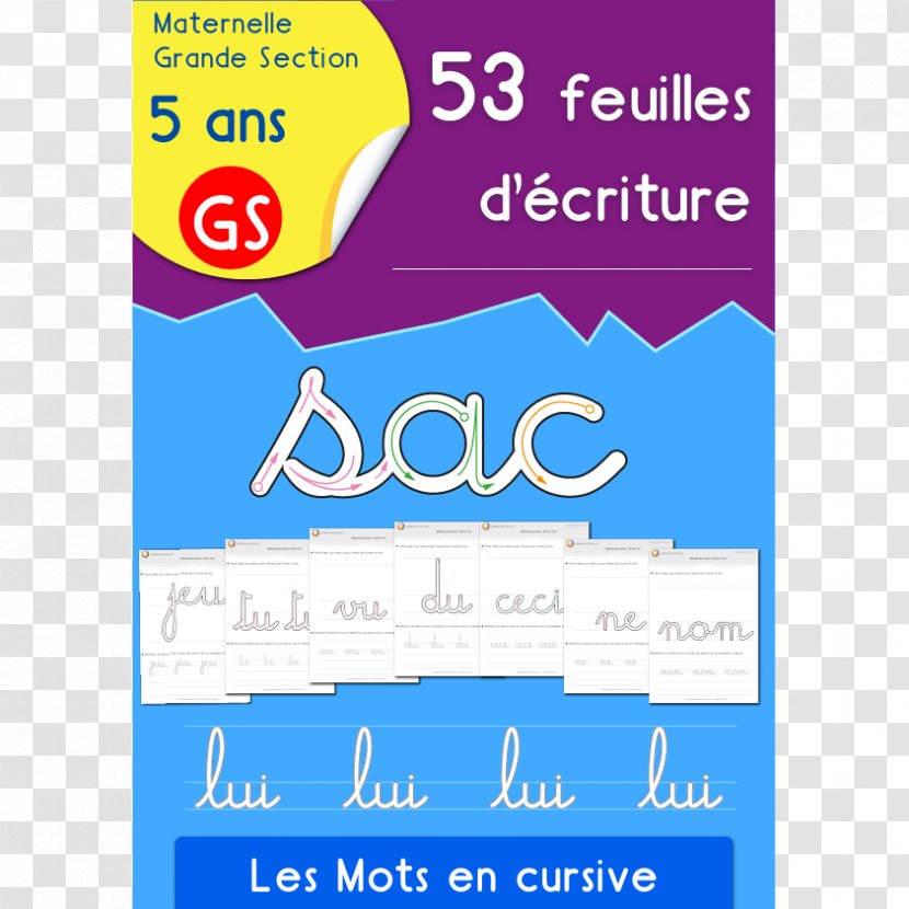 École Maternelle Cursive Grande Section Pedagogy Writing - School Transparent PNG