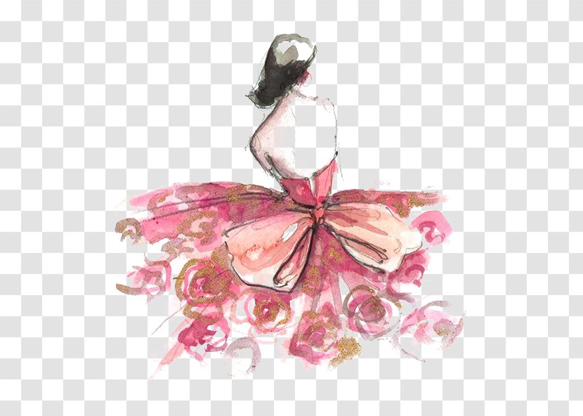 Fashion Illustration Paper Art - Flower - Girls Back Transparent PNG