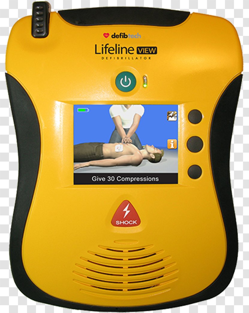 Automated External Defibrillators Defibrillation Lifepak Cardiac Arrest Cardiology - Yellow - Defibrillator Transparent PNG