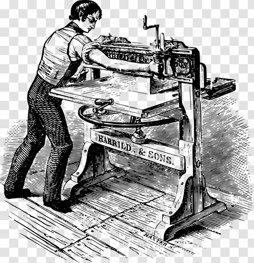 Paper Printing Press THE ART OF BOOKBINDING. A PRACTICAL TREATISE. Clip Art - Johannes Gutenberg - Printer Transparent PNG