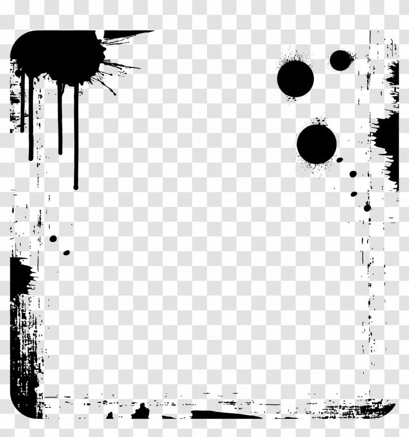 Ink Black Computer File - And White - Vector Dots Graffiti Border Transparent PNG