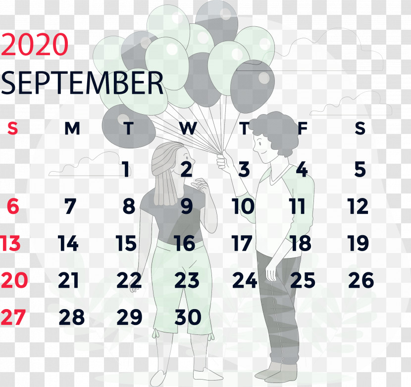 September 2020 Calendar September 2020 Printable Calendar Transparent PNG