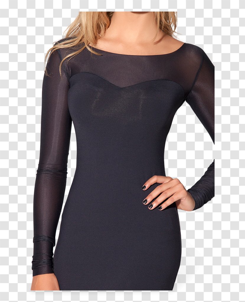 Little Black Dress Sheer Fabric Sleeve Top Transparent PNG