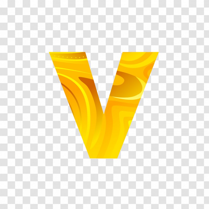 Letter V Font - Yellow - The Golden Letters Transparent PNG