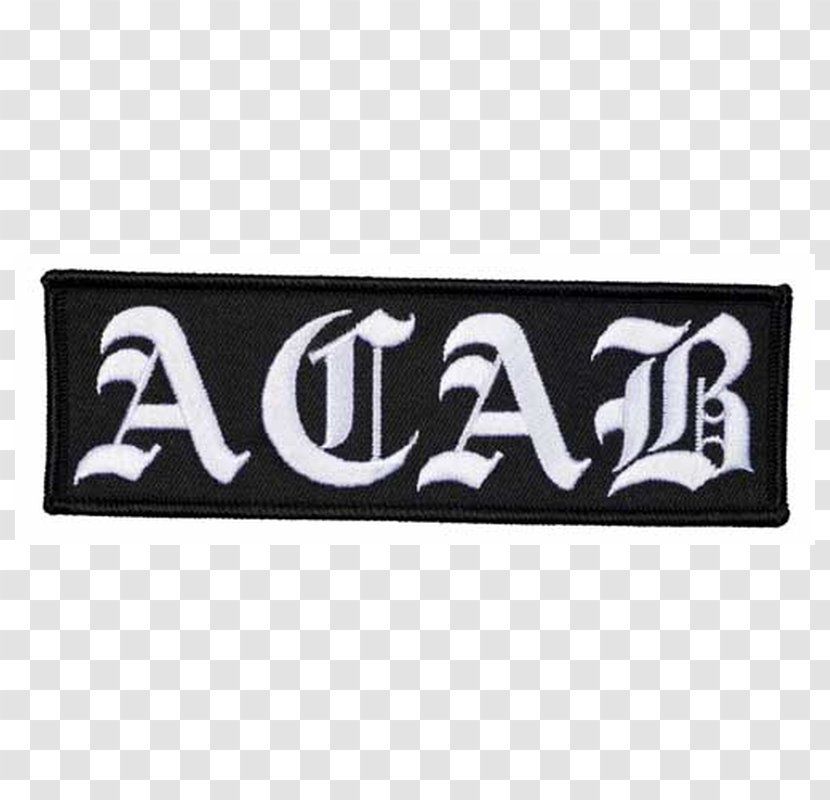 A.C.A.B. Embroidered Patch Pin Badges Sticker Text - Brand - Acab Transparent PNG