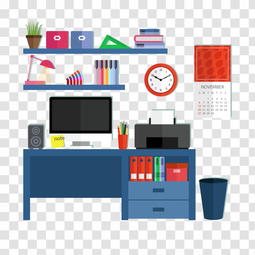 Desk Graphic Design Designer - Office - Vector Computer Transparent PNG