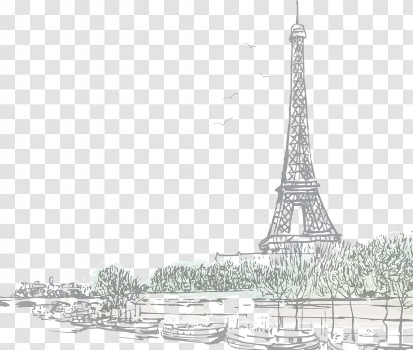 Eiffel Tower Sacré-Cœur, Paris Seine Drawing - Landmark Transparent PNG