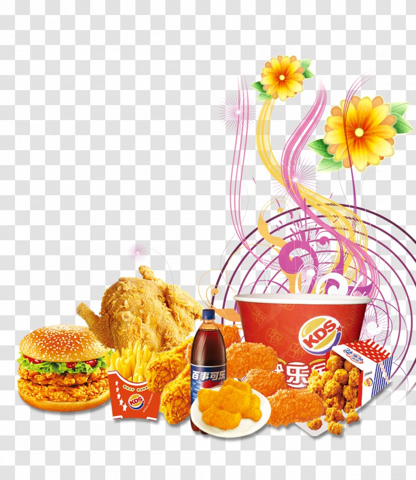 Hamburger Fast Food KFC Cola French Fries - Advertising - Fried Chicken Burger Transparent PNG