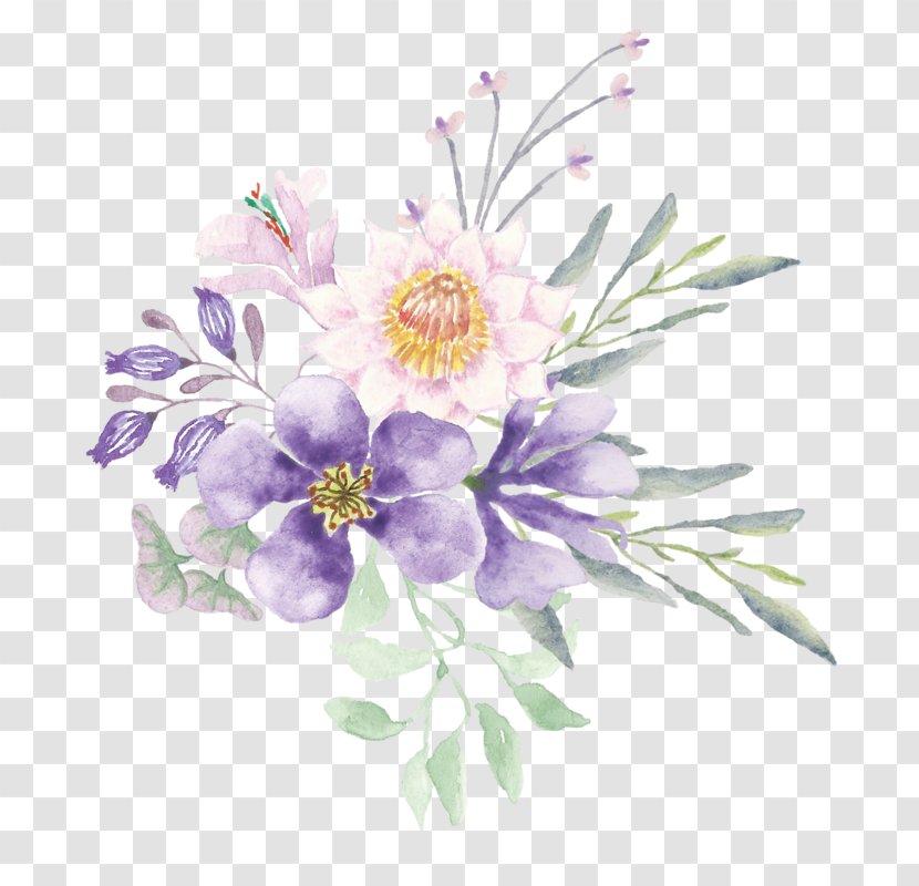 Purple Watercolor Flower - Letter - Columbine Delphinium Transparent PNG