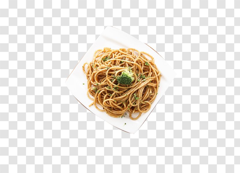 Spaghetti Aglio E Olio Chow Mein Fried Noodles Chinese Lo - Food - Green Onion Noodle Transparent PNG