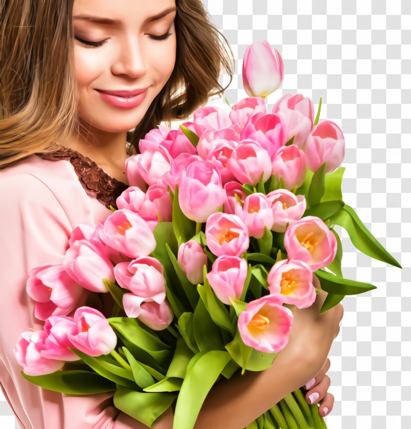 Flower Bouquet Pink Cut Flowers Plant - Arranging Petal Transparent PNG