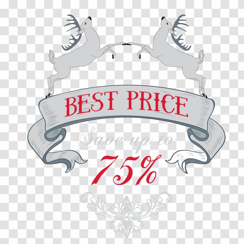 Discounts And Allowances Tag Christmas - White - Elk Transparent PNG