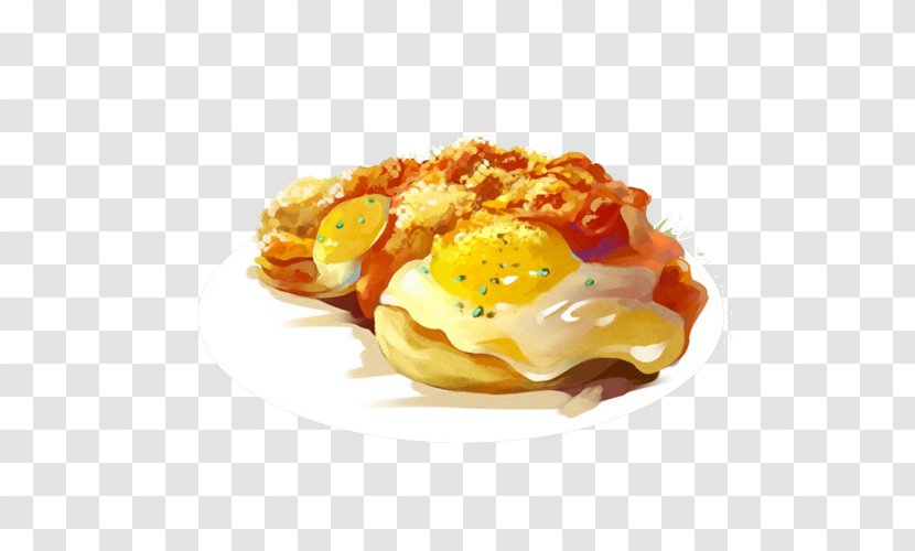 Fried Egg Full Breakfast Sandwich Food - Poached - Hand Painting Eggs And Chicken Stock Image Transparent PNG