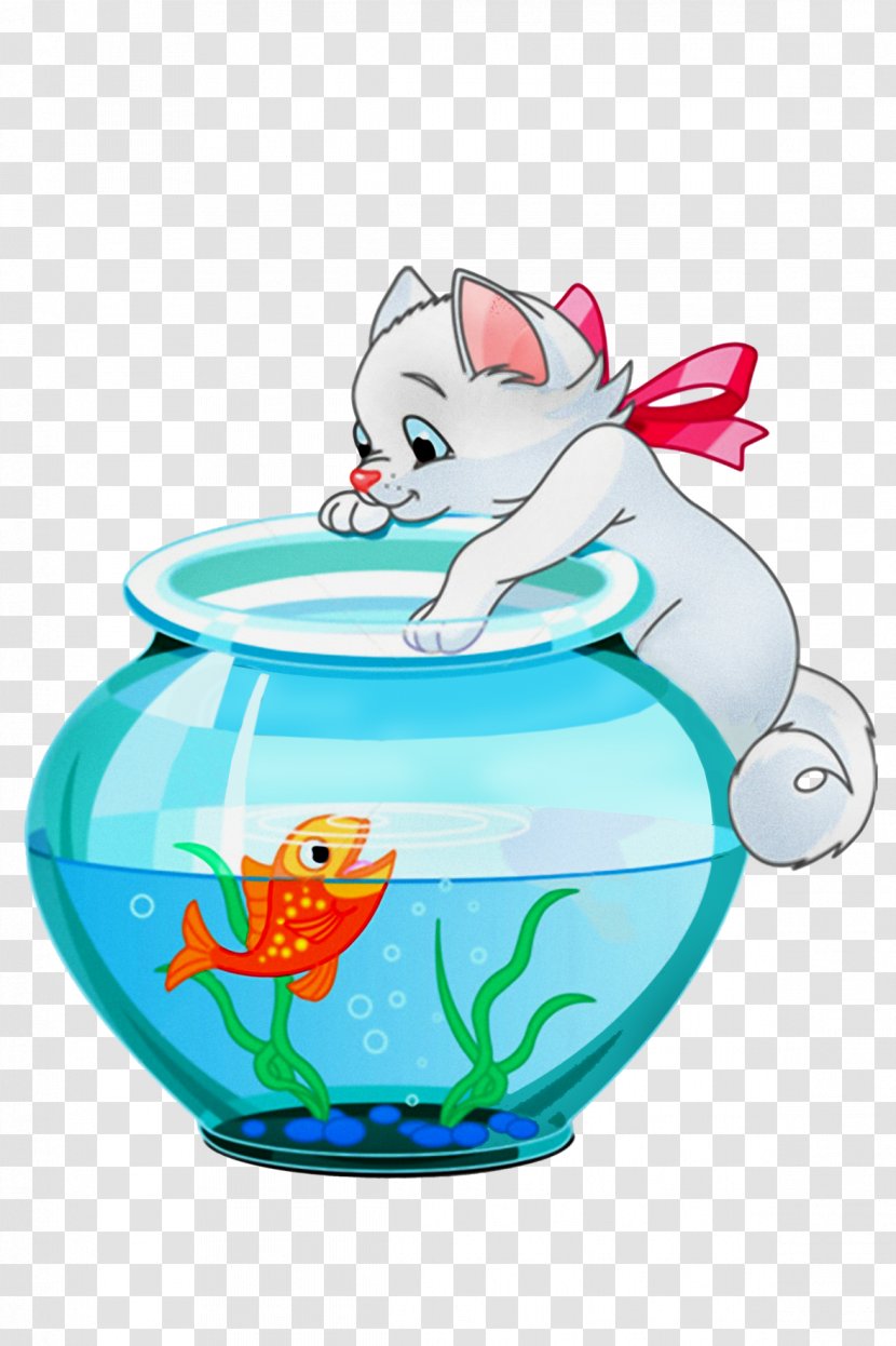 Kitten Goldfish Cat Royalty-free Clip Art - Fish Bowl Transparent PNG