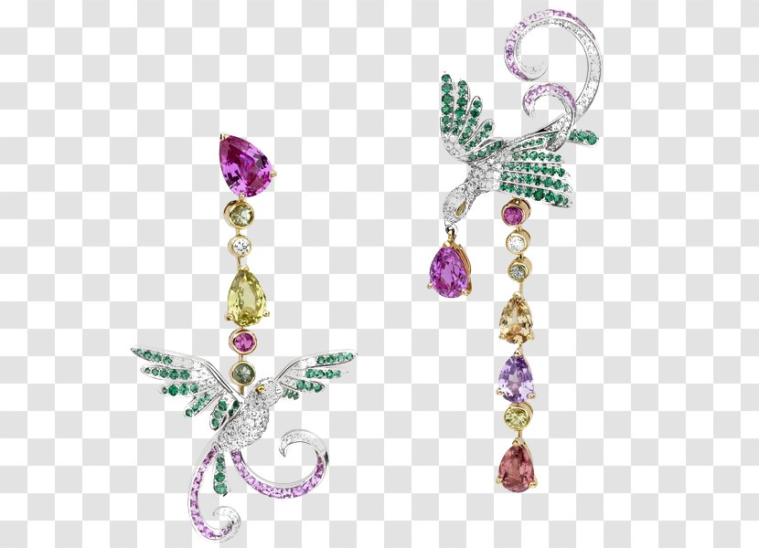 Earring Bird Van Cleef & Arpels Jewellery Diamond - Amethyst - Earrings Transparent PNG