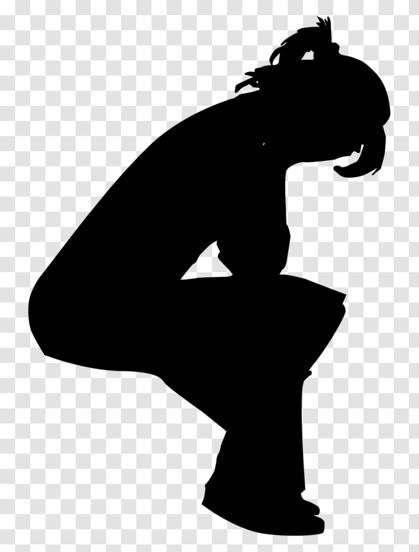 Clip Art Silhouette Crying Girl - Drawing - Woman Sadness And Loneliness Transparent PNG
