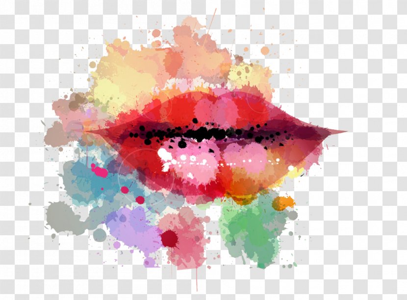 Lip Watercolor Painting - Paint - Hand-painted Lips Transparent PNG