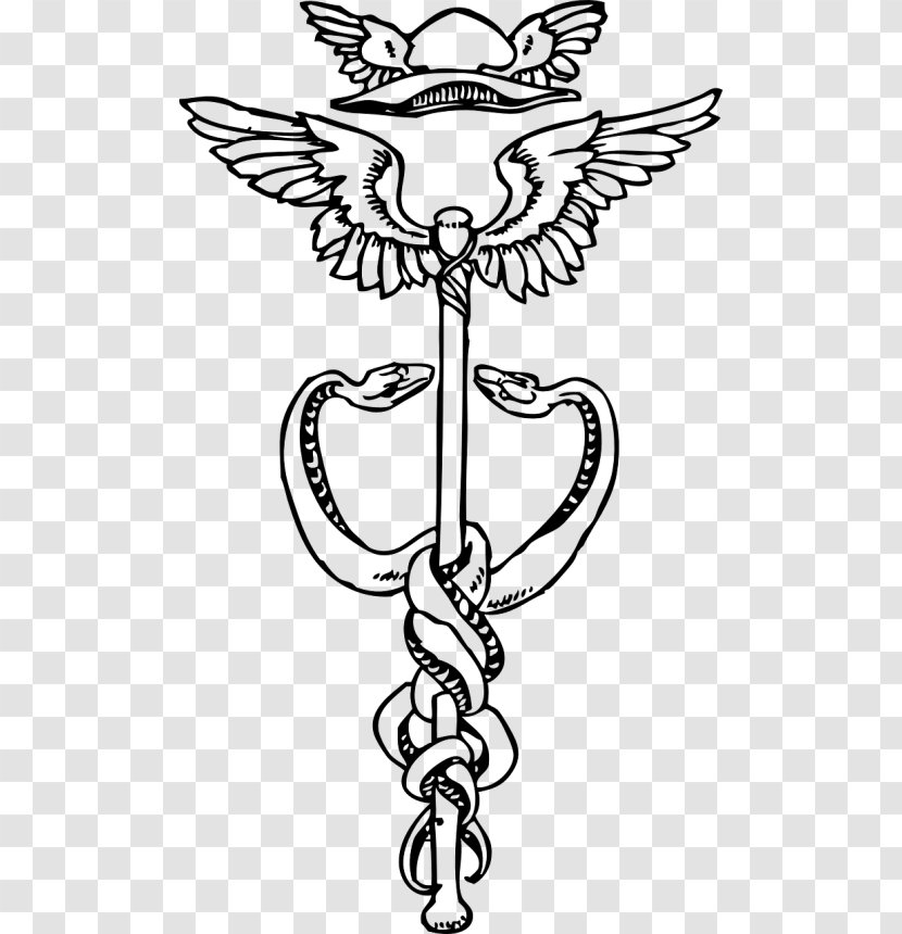 Staff Of Hermes Medicine Snake Symbol - Line Art Transparent PNG