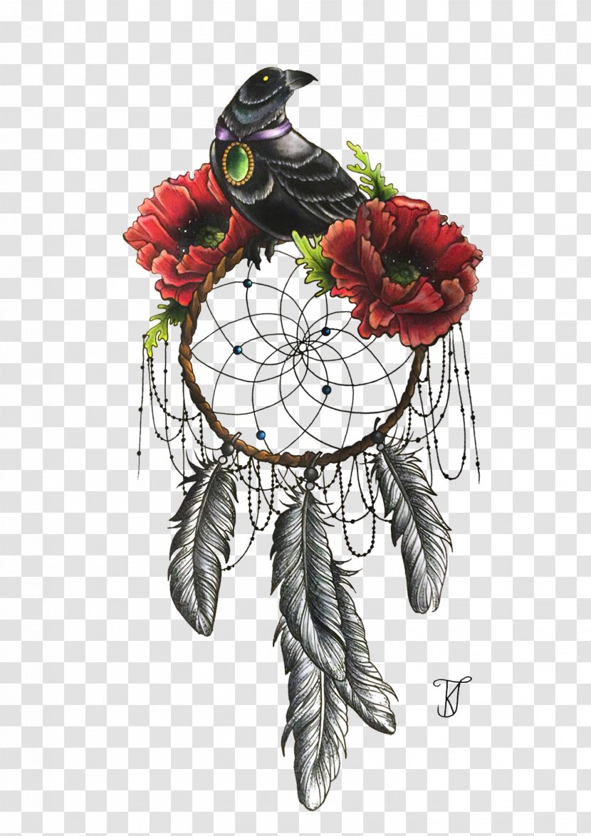 Dreamcatcher Bird Flower Tattoo Poppy - Native Americans In The United States Transparent PNG