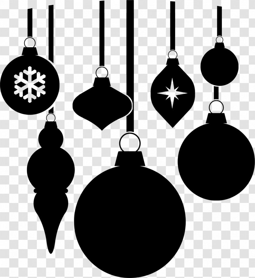 Black And White Christmas Ornament Clip Art - Monochrome Photography - Ornaments Clipart Transparent PNG