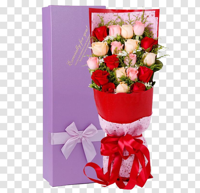 Garden Roses Beach Rose Gift Flower Bouquet Birthday Cake - Flowering Plant - Custom Purple Box Transparent PNG