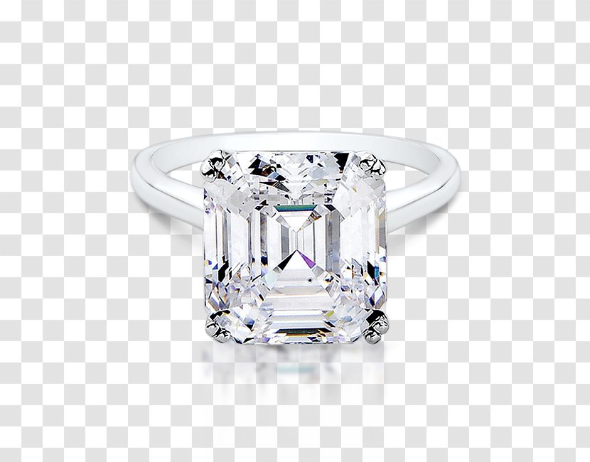 Engagement Ring Cubic Zirconia Solitaire Cut - Crystal System Transparent PNG