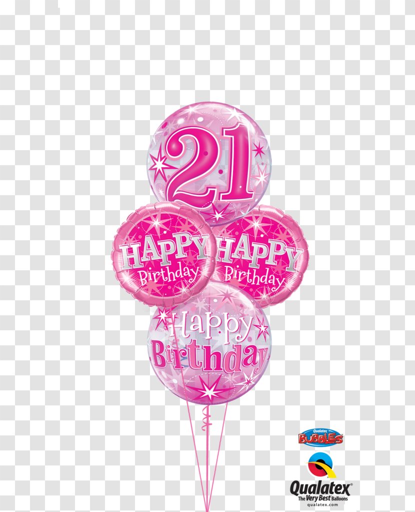 Mylar Balloon Birthday Cake Flower Bouquet - Pink - 21st Transparent PNG