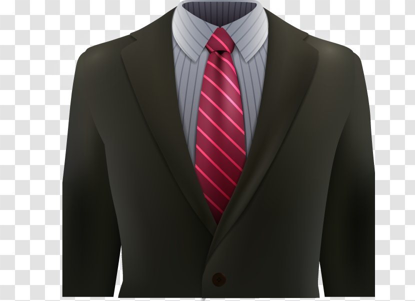 Tuxedo Suit Formal Wear Necktie - Brand - Decorative Red Striped Tie Men's Suits Transparent PNG