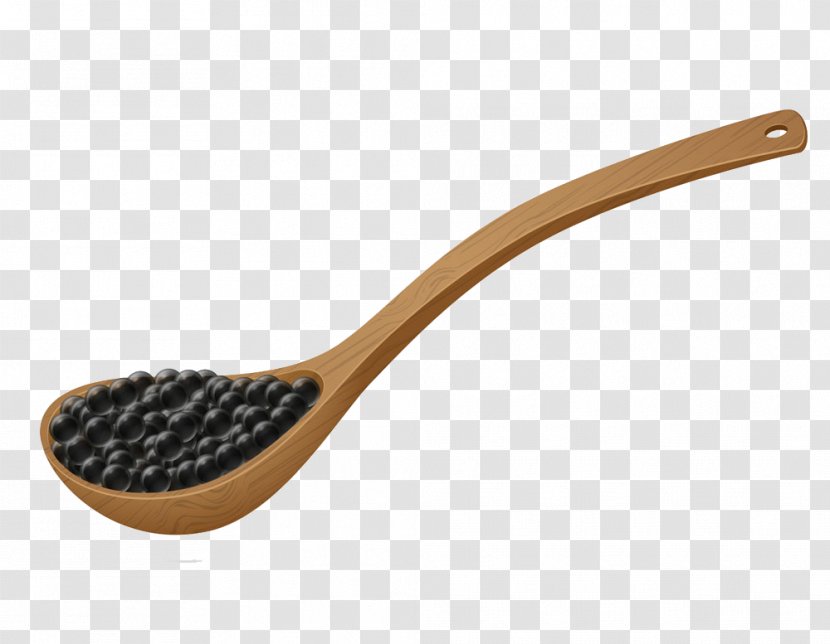 Caviar Sushi Wooden Spoon - Black In A Transparent PNG