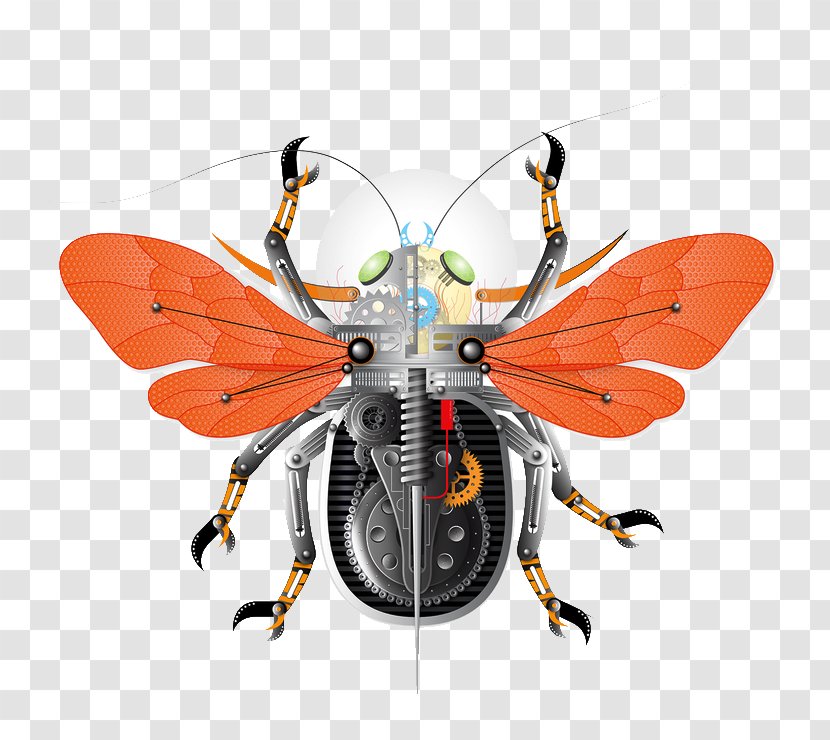 Bee Insect Art Illustration - Moths And Butterflies - Mechanical Dragonfly Wings Transparent PNG