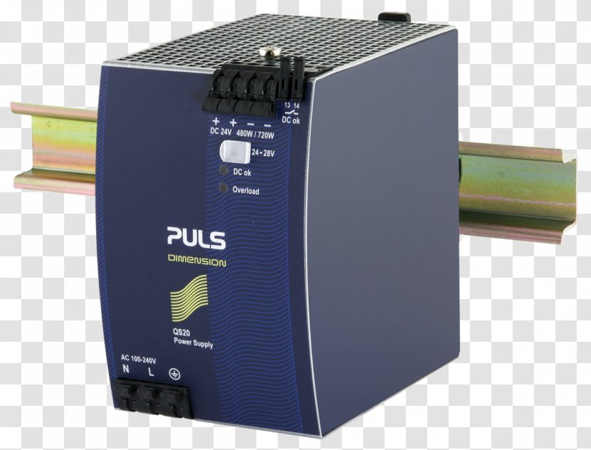 Power Converters Energy Conversion Efficiency Supply Unit Inrush Current AC Adapter - Din Rail - Puls 2 Transparent PNG