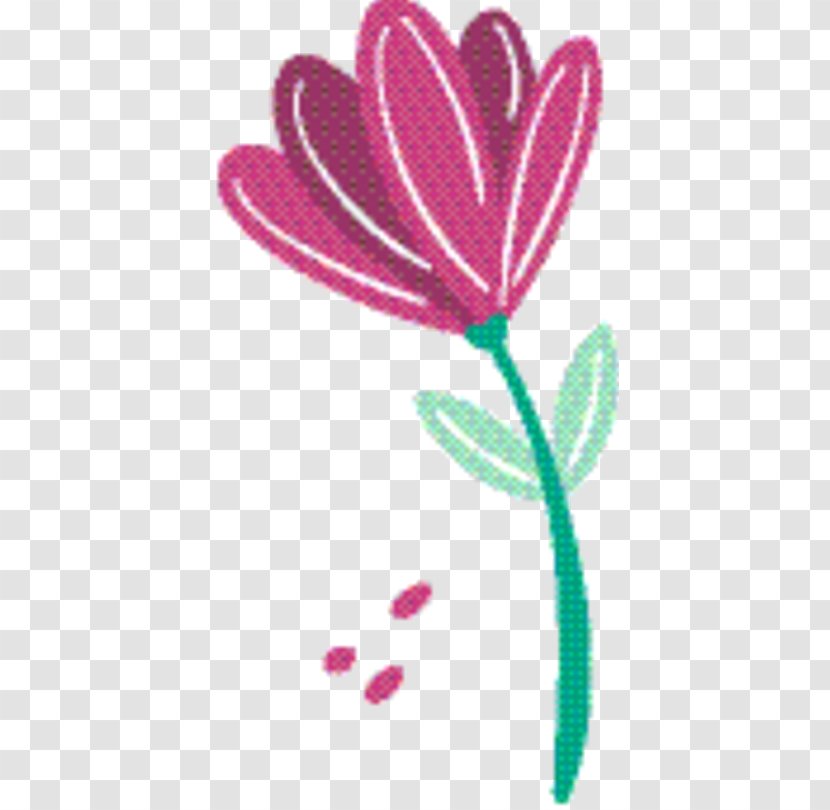 Pink Flower Cartoon - Flowering Plant - Stem Magenta Transparent PNG