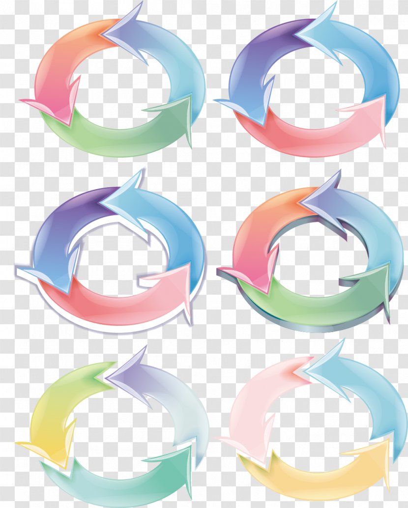 Arrow Clip Art - Button - Six Groups Of Color Cycling Arrows Transparent PNG