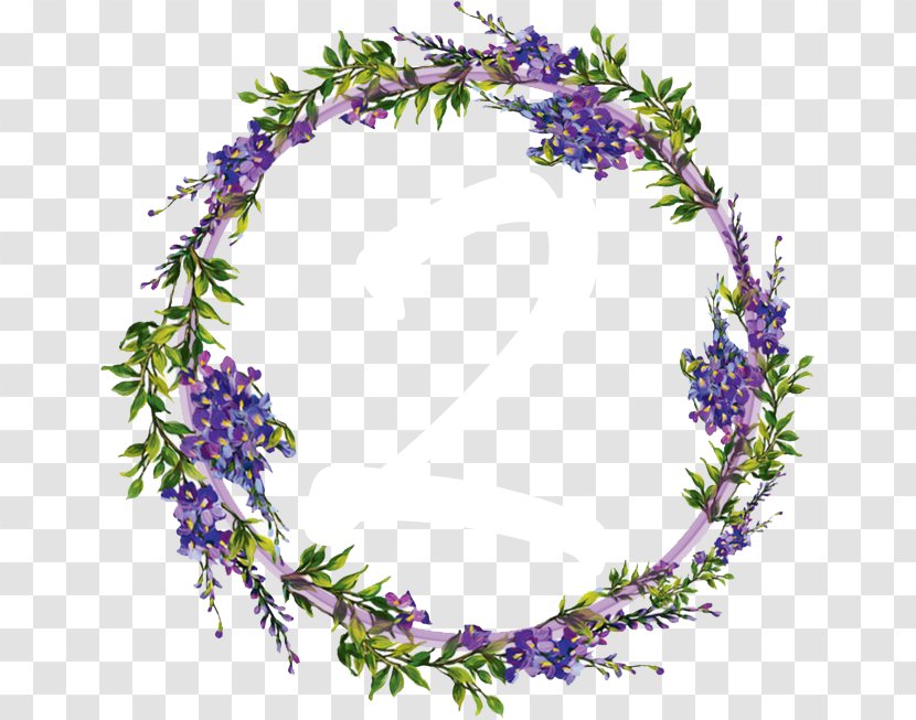 Watercolor Flower Wreath - Violet - Picture Frame Rosemary Transparent PNG