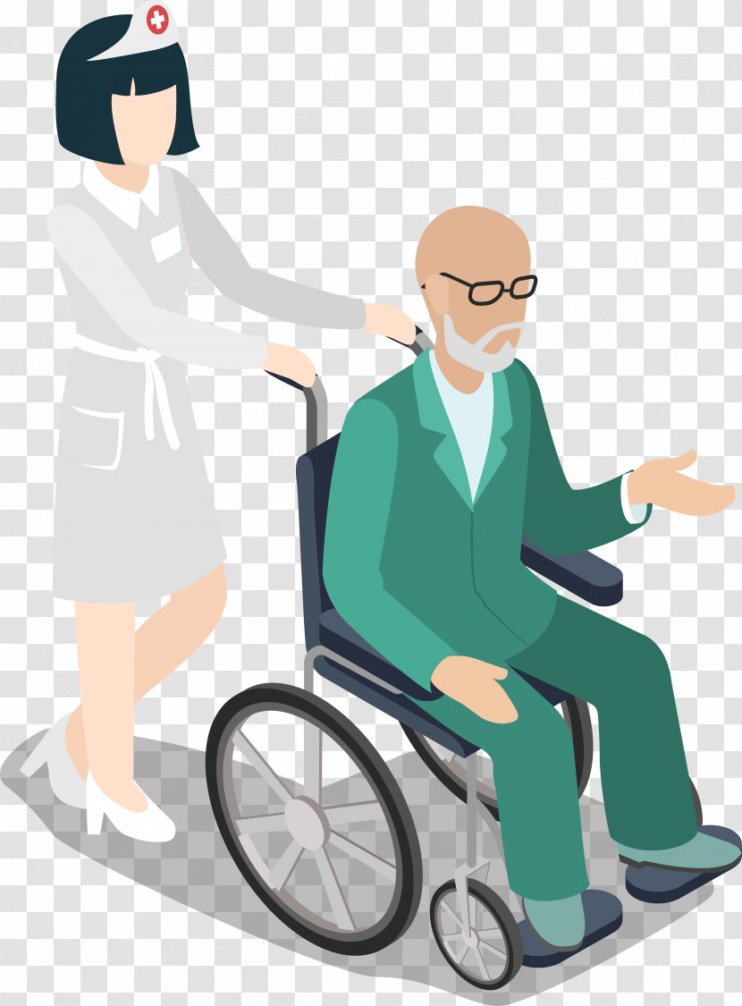 Old Age Wheelchair Clip Art - Professional - Health Care Workers And The Elderly Transparent PNG