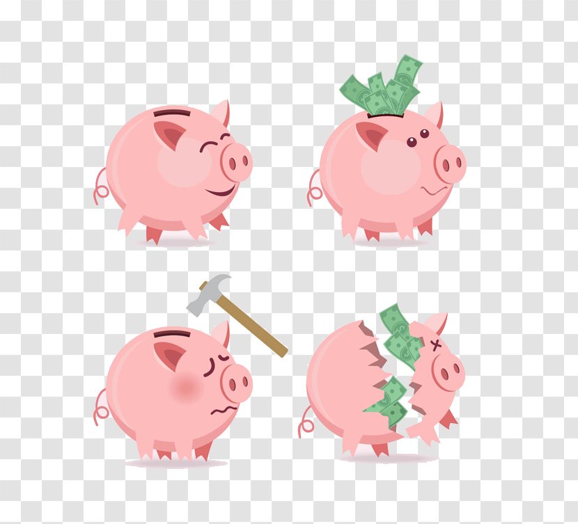 Domestic Pig Piggy Bank Money - Peach - Pink Transparent PNG