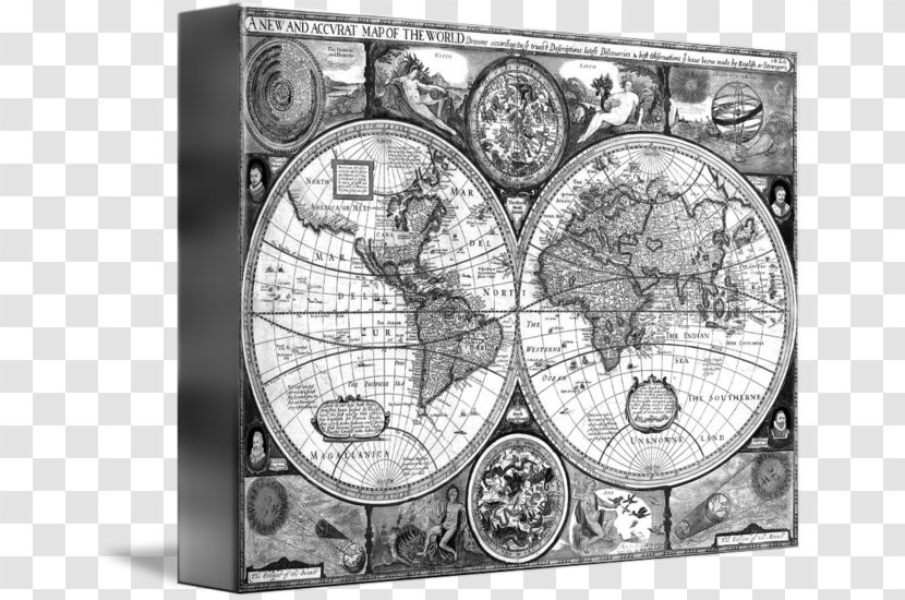 Early World Maps Globe - Black And White - Map Transparent PNG