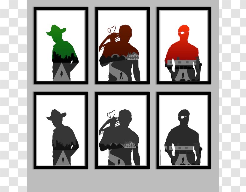 Daryl Dixon Rick Grimes Michonne The Governor Silhouette - Walking Dead Cliparts Transparent PNG